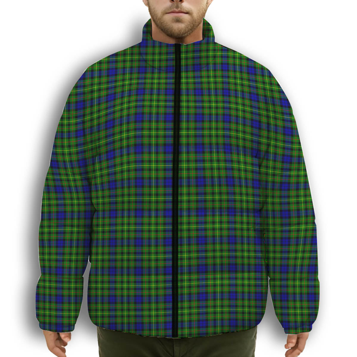 ScotsTee Shop Scottish Rollo SC Premium Tartan Collar Down Jacket Winter White Duck Down Plaid