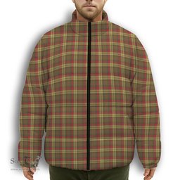 ScotsTee Shop Scottish MacMillan Old Weathered Premium Tartan Collar Down Jacket Winter White Duck Down Plaid