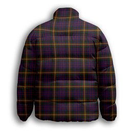 ScotsTee Shop Scottish MacSporran Premium Tartan Collar Down Jacket Winter White Duck Down Plaid