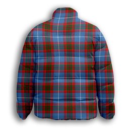 ScotsTee Shop Scottish Pentland Premium Tartan Collar Down Jacket Winter White Duck Down Plaid