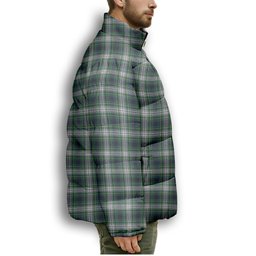 ScotsTee Shop Scottish Johnston Dress Modern Premium Tartan Collar Down Jacket Winter White Duck Down Plaid