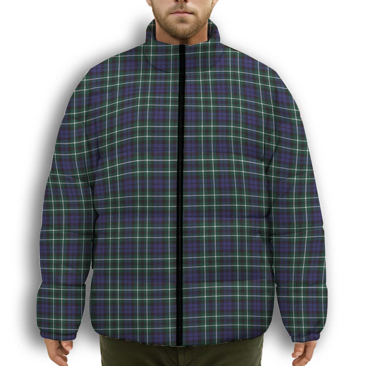 ScotsTee Shop Scottish Graham of Montrose Modern Premium Tartan Collar Down Jacket Winter White Duck Down Plaid