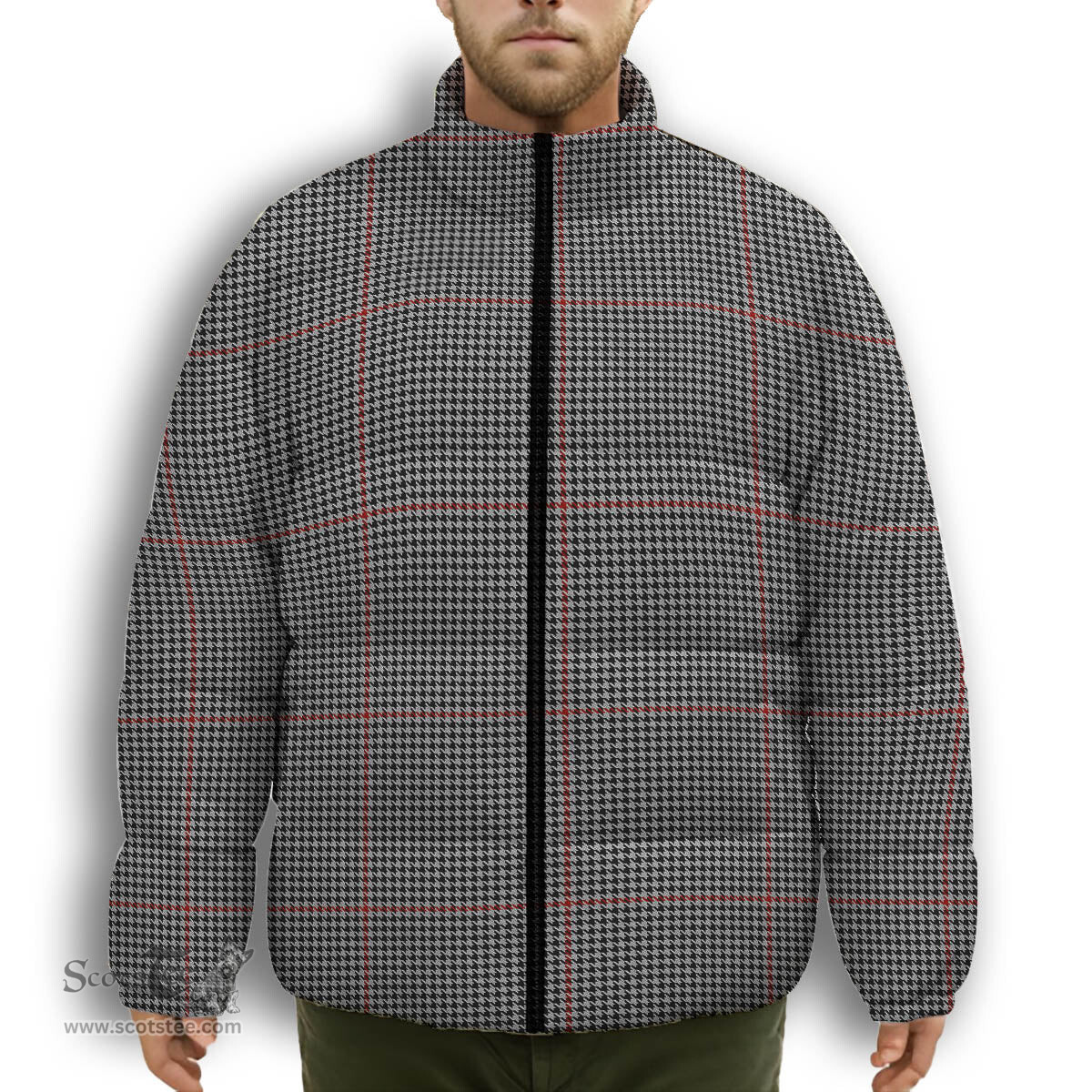 ScotsTee Shop Scottish Kerr Shepherd's Premium Tartan Collar Down Jacket Winter White Duck Down Plaid
