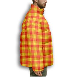 ScotsTee Shop Scottish MacMillan Premium Tartan Collar Down Jacket Winter White Duck Down Plaid