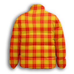 ScotsTee Shop Scottish MacMillan Premium Tartan Collar Down Jacket Winter White Duck Down Plaid
