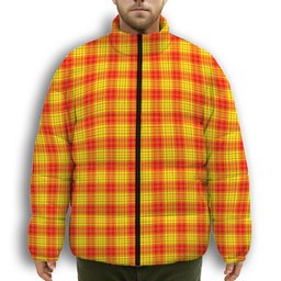 ScotsTee Shop Scottish MacMillan Premium Tartan Collar Down Jacket Winter White Duck Down Plaid