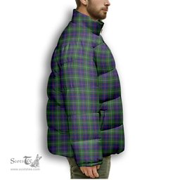 ScotsTee Shop Scottish MacThomas Modern Premium Tartan Collar Down Jacket Winter White Duck Down Plaid