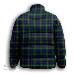 ScotsTee Shop Scottish MacThomas Modern Premium Tartan Collar Down Jacket Winter White Duck Down Plaid