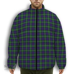 ScotsTee Shop Scottish MacThomas Modern Premium Tartan Collar Down Jacket Winter White Duck Down Plaid