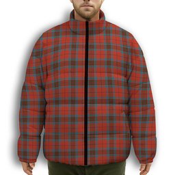 ScotsTee Shop Scottish Leslie Ancient Premium Tartan Collar Down Jacket Winter White Duck Down Plaid