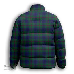 ScotsTee Shop Scottish Lawrie Premium Tartan Collar Down Jacket Winter White Duck Down Plaid