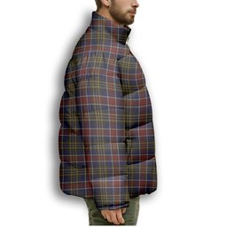 ScotsTee Shop Scottish Ruxton Premium Tartan Collar Down Jacket Winter White Duck Down Plaid