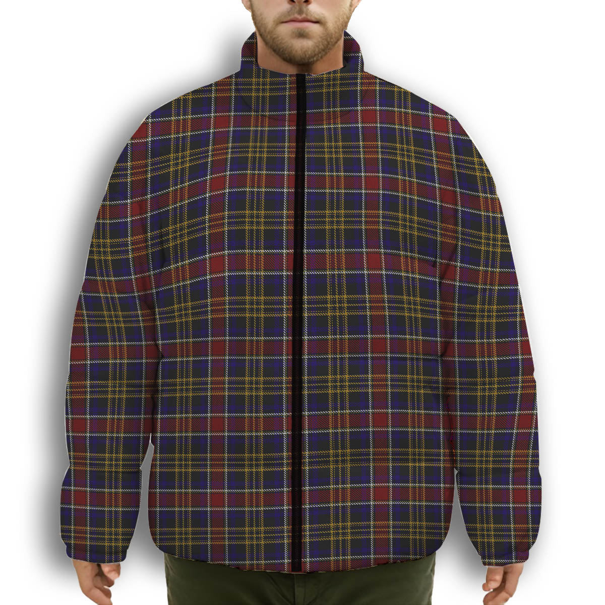 ScotsTee Shop Scottish Ruxton Premium Tartan Collar Down Jacket Winter White Duck Down Plaid