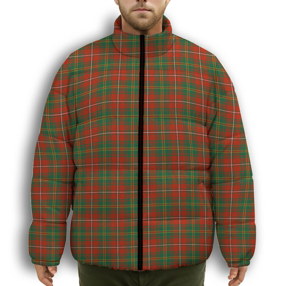 ScotsTee Shop Scottish Hay Ancient Premium Tartan Collar Down Jacket Winter White Duck Down Plaid