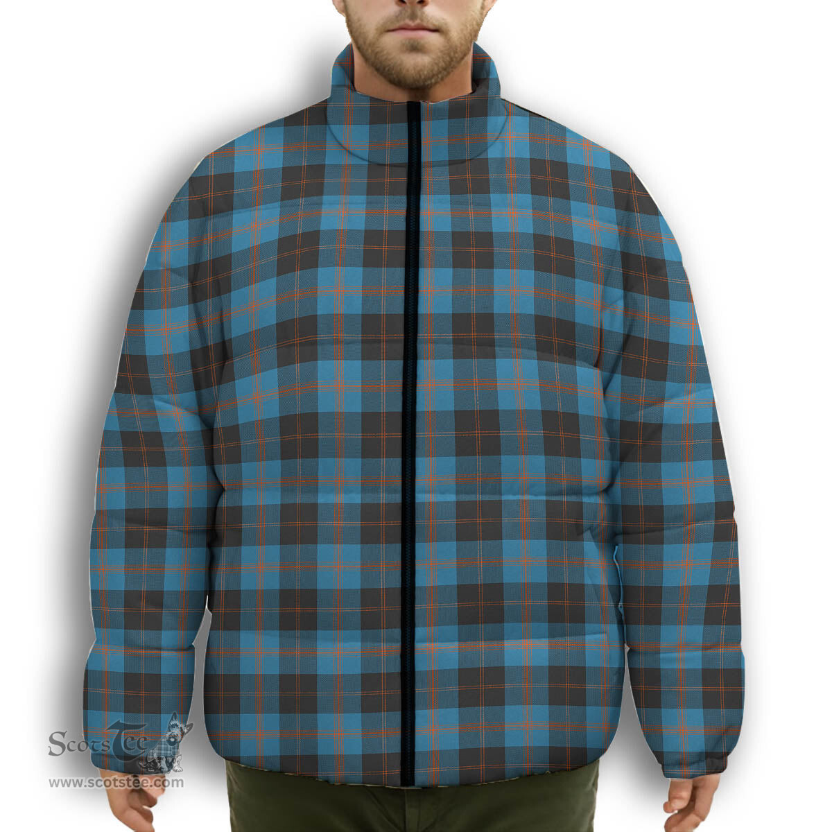 ScotsTee Shop Scottish Horsburgh Premium Tartan Collar Down Jacket Winter White Duck Down Plaid