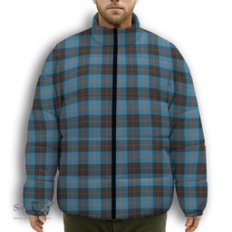 ScotsTee Shop Scottish Horsburgh Premium Tartan Collar Down Jacket Winter White Duck Down Plaid