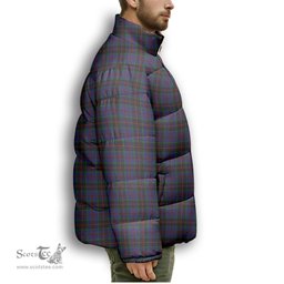 ScotsTee Shop Scottish Sandberg Premium Tartan Collar Down Jacket Winter White Duck Down Plaid