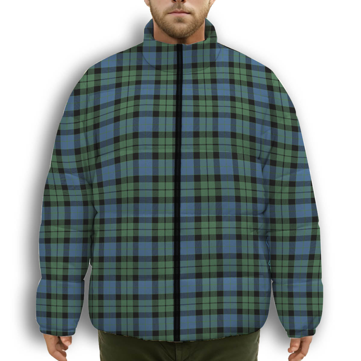 ScotsTee Shop Scottish McCoy Ancient Premium Tartan Collar Down Jacket Winter White Duck Down Plaid