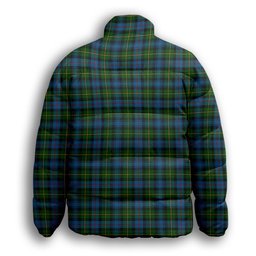ScotsTee Shop Scottish MacLeod of Skye Premium Tartan Collar Down Jacket Winter White Duck Down Plaid