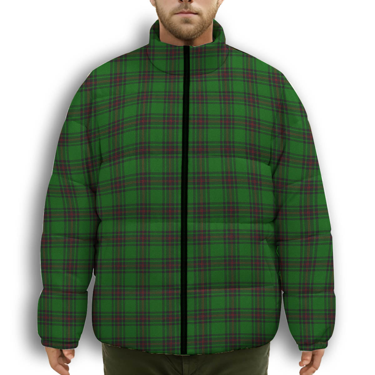 ScotsTee Shop Scottish Halkerston Premium Tartan Collar Down Jacket Winter White Duck Down Plaid
