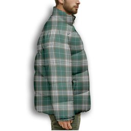 ScotsTee Shop Scottish Kelso Modern Clan Premium Tartan Collar Down Jacket Winter White Duck Down Plaid