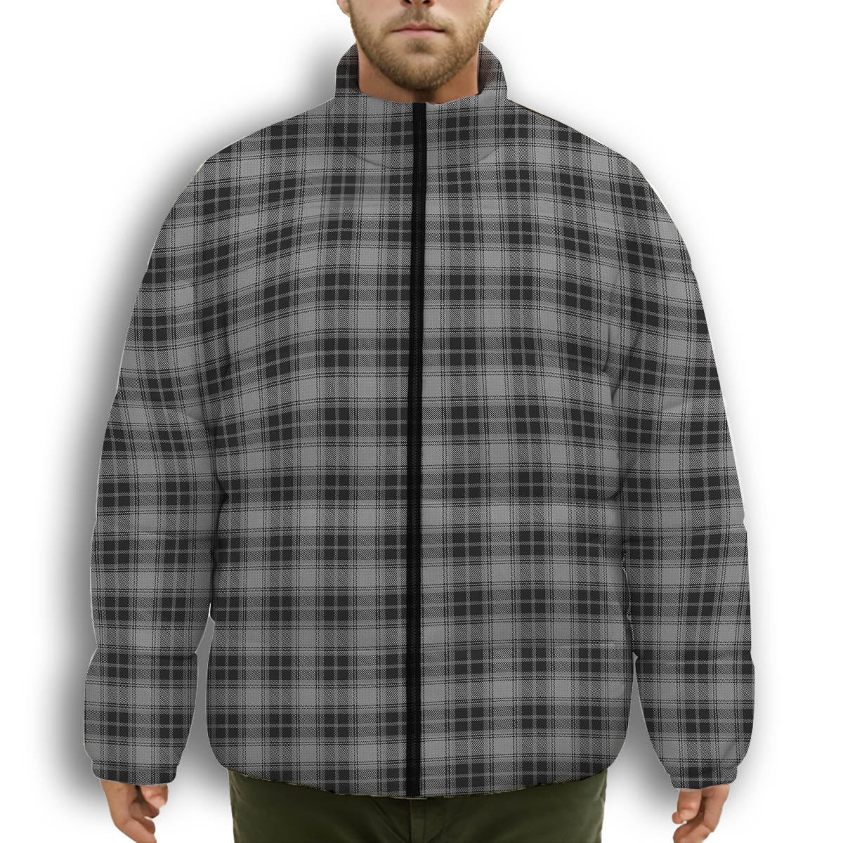 ScotsTee Shop Scottish O'Sullivan-Beare Premium Tartan Collar Down Jacket Winter White Duck Down Plaid