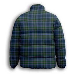 ScotsTee Shop Scottish Greenshields Premium Tartan Collar Down Jacket Winter White Duck Down Plaid