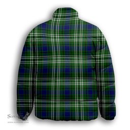 ScotsTee Shop Scottish Mow Premium Tartan Collar Down Jacket Winter White Duck Down Plaid