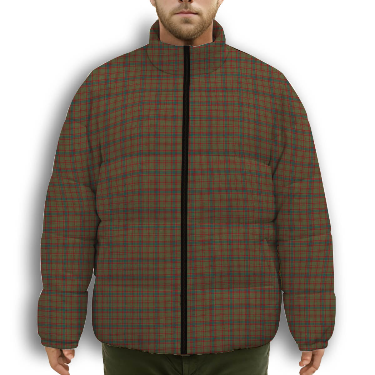 ScotsTee Shop Scottish Nithsdale Premium Tartan Collar Down Jacket Winter White Duck Down Plaid