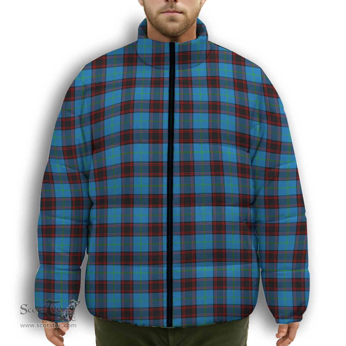 ScotsTee Shop Scottish Hume Ancient Premium Tartan Collar Down Jacket Winter White Duck Down Plaid