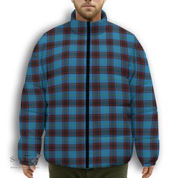 ScotsTee Shop Scottish Hume Ancient Premium Tartan Collar Down Jacket Winter White Duck Down Plaid