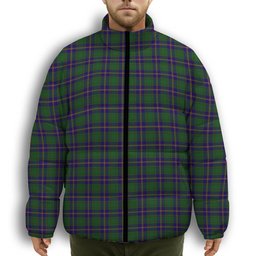 ScotsTee Shop Scottish Leatherneck Premium Tartan Collar Down Jacket Winter White Duck Down Plaid