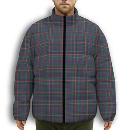 ScotsTee Shop Scottish Hyndman Premium Tartan Collar Down Jacket Winter White Duck Down Plaid