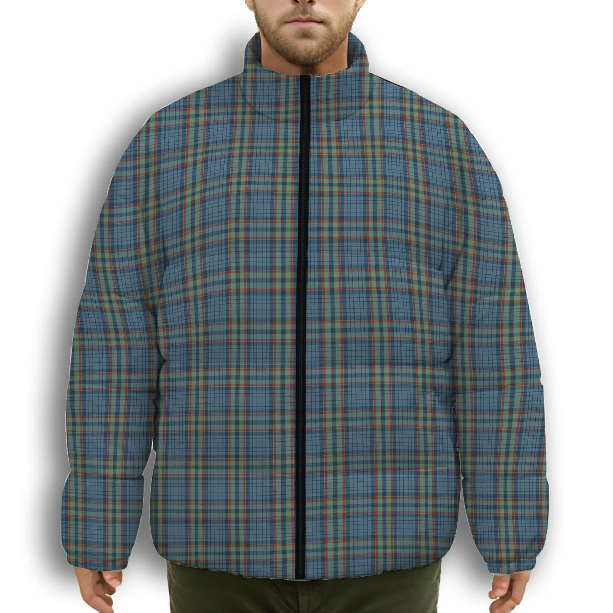 ScotsTee Shop Scottish Ralston UK Premium Tartan Collar Down Jacket Winter White Duck Down Plaid