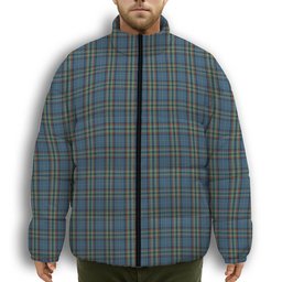 ScotsTee Shop Scottish Ralston UK Premium Tartan Collar Down Jacket Winter White Duck Down Plaid