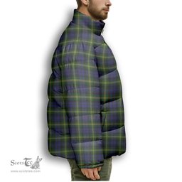 ScotsTee Shop Scottish Gordon of Esslemont Premium Tartan Collar Down Jacket Winter White Duck Down Plaid