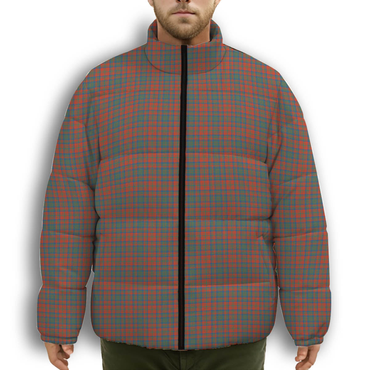 ScotsTee Shop Scottish Matheson Ancient Premium Tartan Collar Down Jacket Winter White Duck Down Plaid