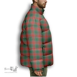 ScotsTee Shop Scottish MacPhail Blue Bands Ancient Premium Tartan Collar Down Jacket Winter White Duck Down Plaid
