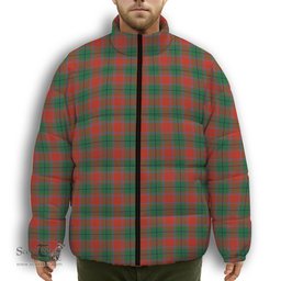 ScotsTee Shop Scottish MacPhail Blue Bands Ancient Premium Tartan Collar Down Jacket Winter White Duck Down Plaid