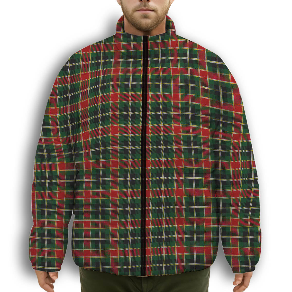 ScotsTee Shop Scottish MacLachlan 3 Premium Tartan Collar Down Jacket Winter White Duck Down Plaid