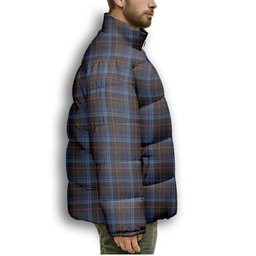 ScotsTee Shop Scottish Kennedy Irish Premium Tartan Collar Down Jacket Winter White Duck Down Plaid