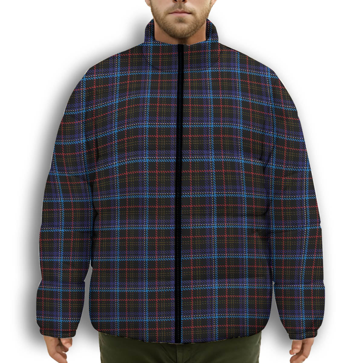 ScotsTee Shop Scottish Kennedy Irish Premium Tartan Collar Down Jacket Winter White Duck Down Plaid