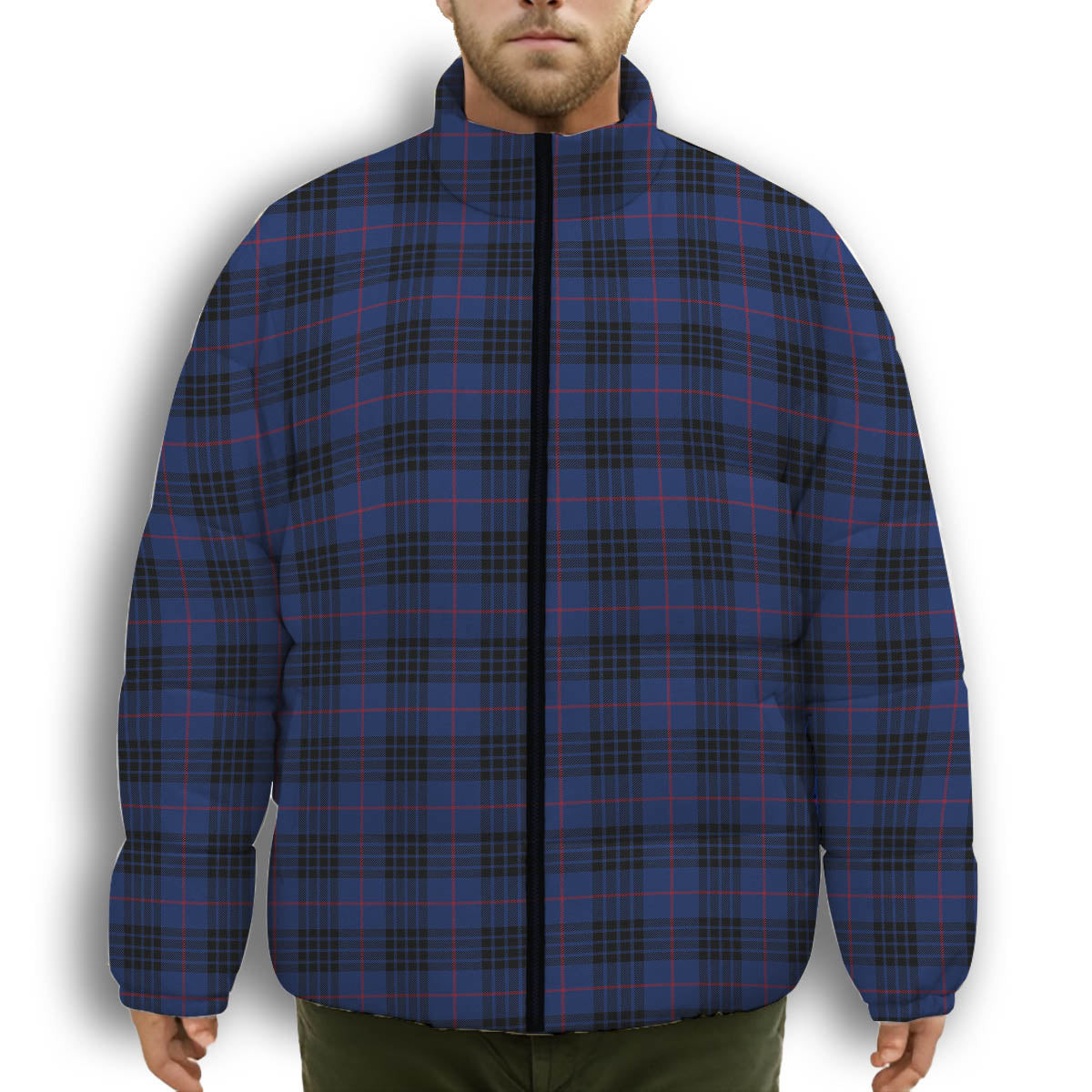 ScotsTee Shop Scottish Morgan Modern Premium Tartan Collar Down Jacket Winter White Duck Down Plaid