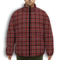 ScotsTee Shop Scottish Innes Red Modern Premium Tartan Collar Down Jacket Winter White Duck Down Plaid