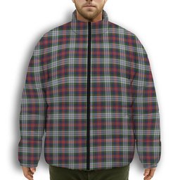 ScotsTee Shop Scottish MacPherson Dress 1 Premium Tartan Collar Down Jacket Winter White Duck Down Plaid