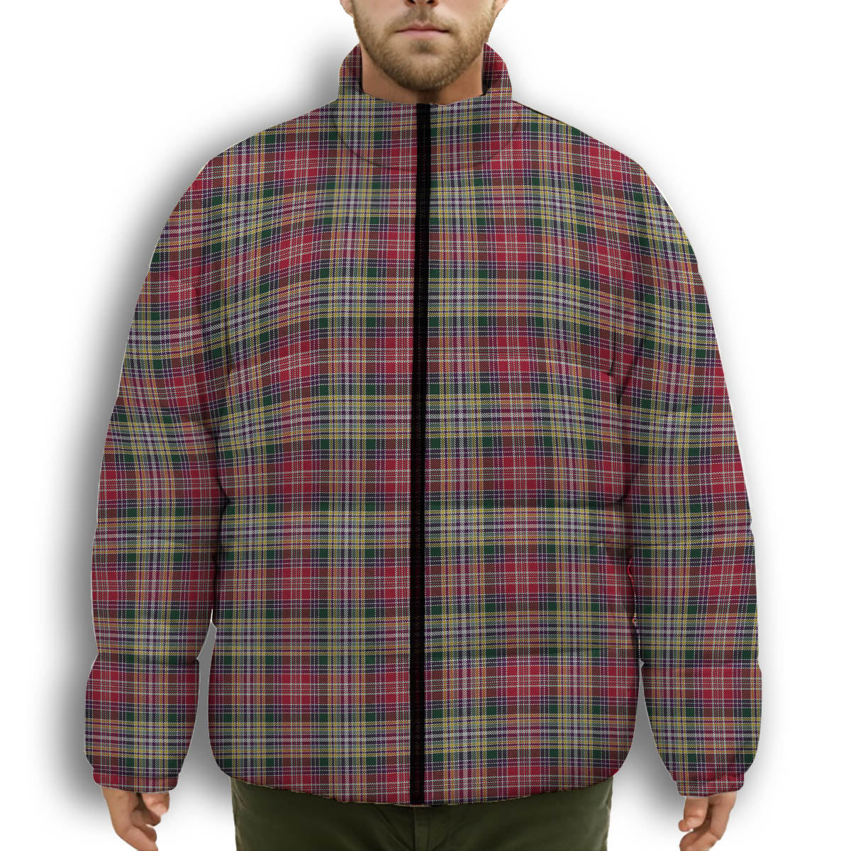 ScotsTee Shop Scottish Lasting Premium Tartan Collar Down Jacket Winter White Duck Down Plaid