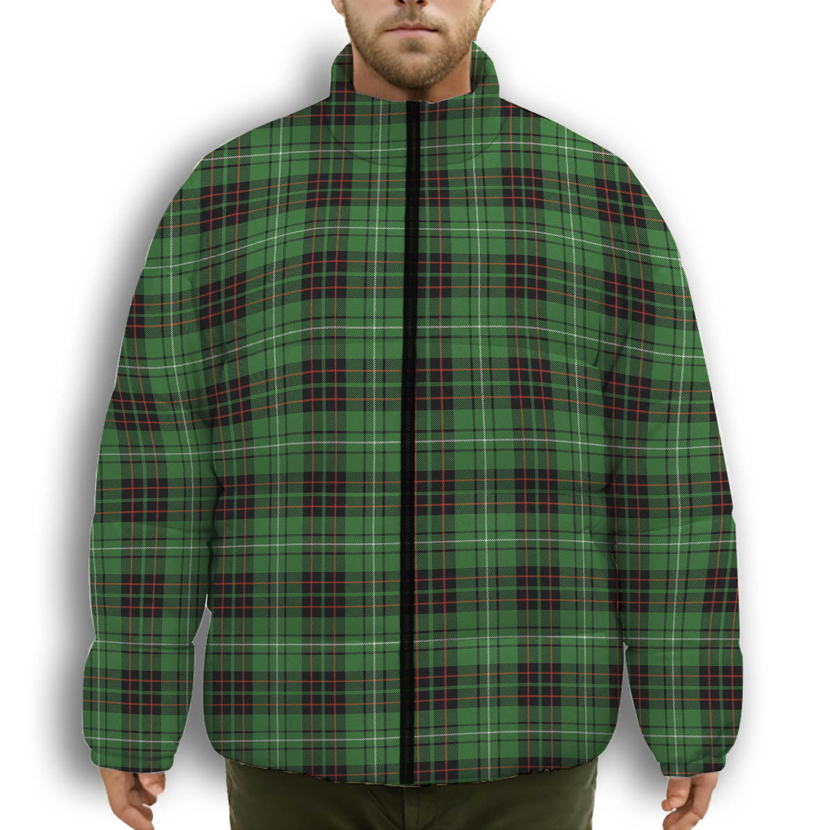ScotsTee Shop Scottish McAuley of Lewis Ancient Premium Tartan Collar Down Jacket Winter White Duck Down Plaid
