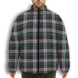 ScotsTee Shop Scottish McCallum Dress Premium Tartan Collar Down Jacket Winter White Duck Down Plaid