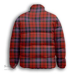 ScotsTee Shop Scottish Kelly of Sleat Red Ancient Premium Tartan Collar Down Jacket Winter White Duck Down Plaid