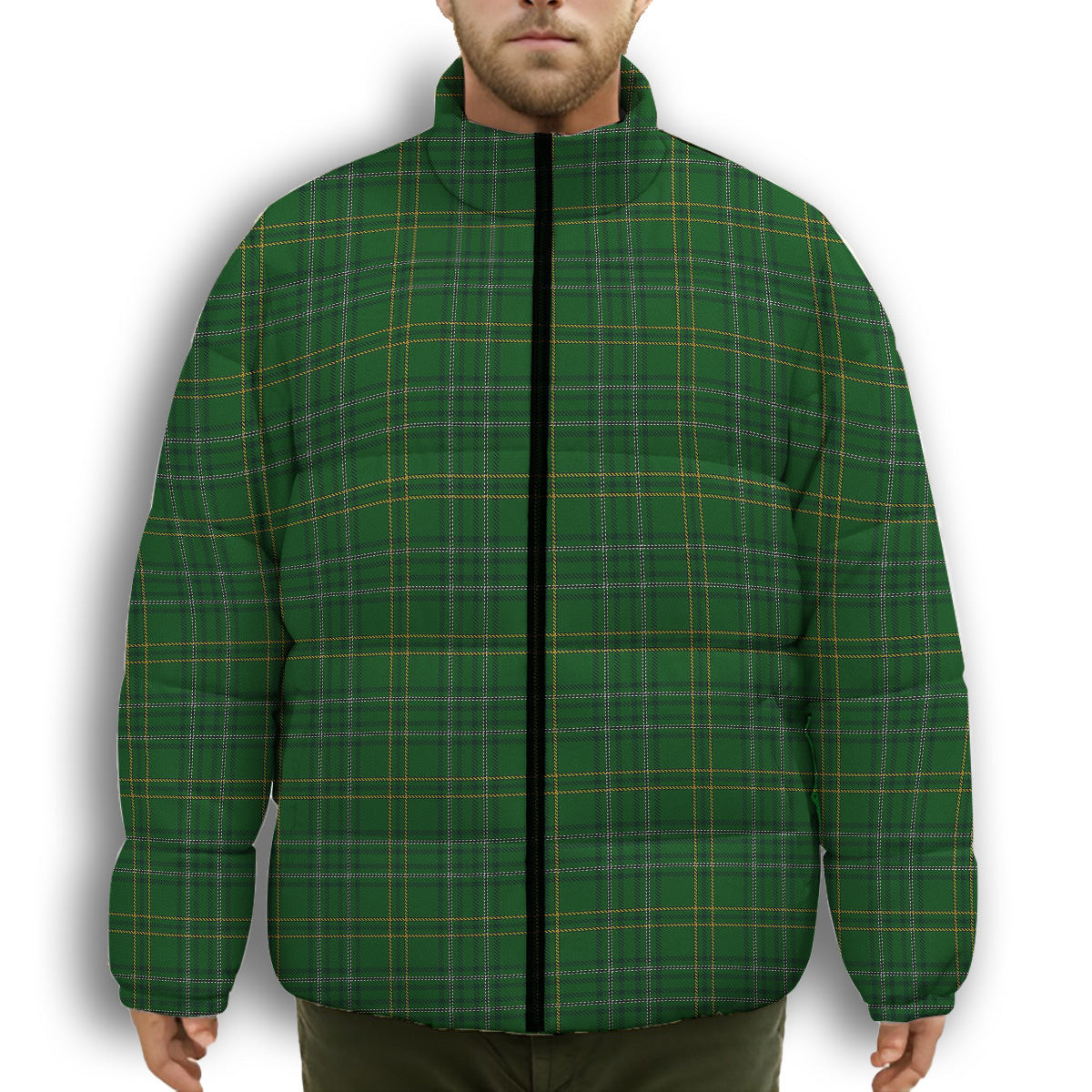 ScotsTee Shop Scottish Wexford County Premium Tartan Collar Down Jacket Winter White Duck Down Plaid